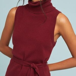 Anthropologie Belted Sleeveless Turtleneck